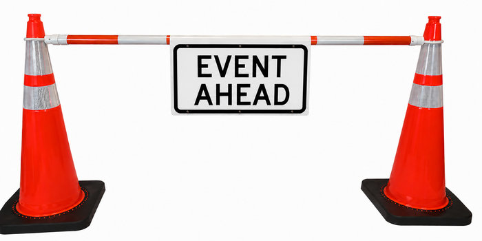 24x12 White Cone Bar Roll Up – EVENT AHEAD