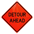 36" Super Bright Reflective Roll-Up Sign (Detour Ahead)
