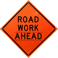 36" Super Bright Reflective Roll-Up Sign (Road Work Ahead) w/ Velcro