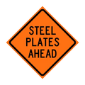 36" Super Bright Reflective Roll-Up Sign (Steel Plates Ahead)