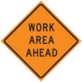 36" Super Bright Reflective Roll-Up Sign (Work Area Ahead) w/ Velcro