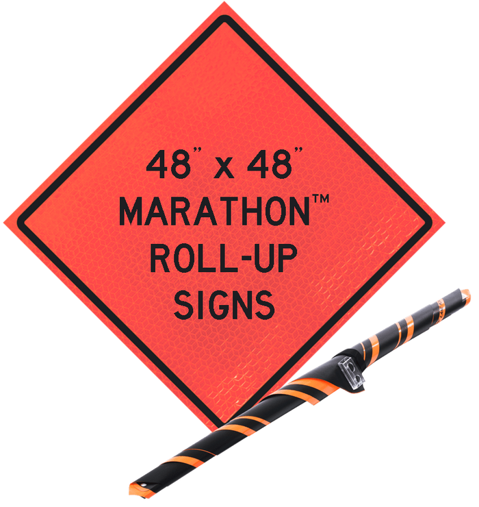 48" Marathon Reflective Vinyl Roll-Up Sign (Utility Work Ahead)