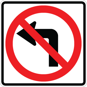No Left Turn Symbol - R3-2 - 24" x 24"