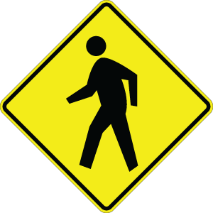 Pedestrian Crossing - W11-2 - 30" x 30" - Fluorescent Yellow Green