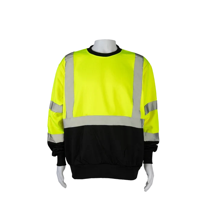 Petra Roc Class 3 Lime Black-Bottom Hi-Vis Crew Neck Sweatshirt