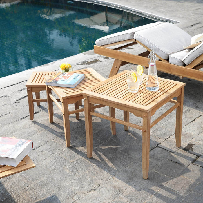 Richmond Teak Wood Outdoor Nesting Side Table - Cambridge Casual