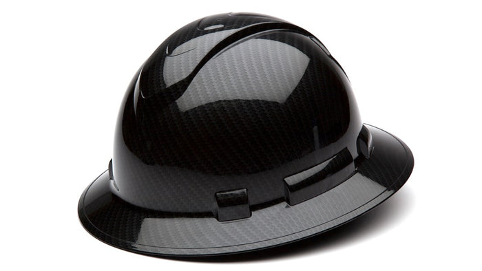 Ridgeline Hydro-Dipped Full Brim Hard Hat – Shiny Black Graphite Pattern