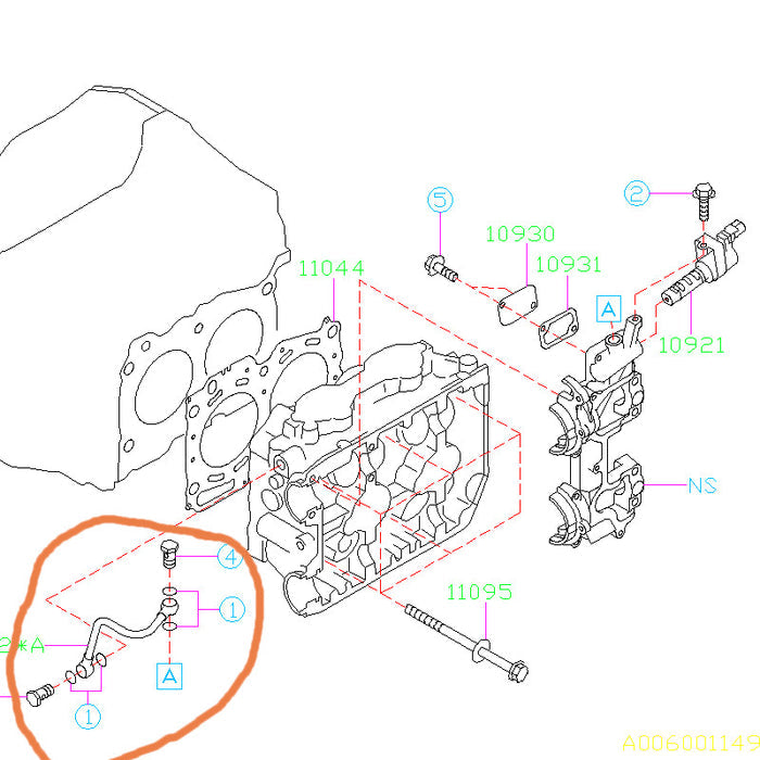 Subaru Oil Feed Line AVCS to Head Drivers Side 2006-2007 WRX/2004-2007 STI
