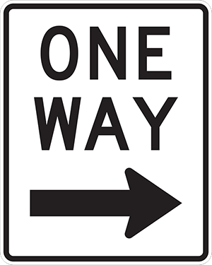 Vertical Right One-Way - R6-2R - 18" x 24"